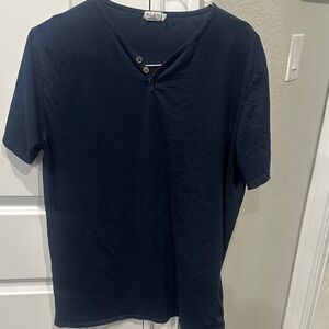 Navy Blue V-Neck Short Sleeve Tee
